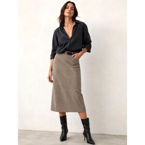 Vintage Ambitions Faux Suede Midi Pencil Skirt Taupe Made in USA Size 16 80s
